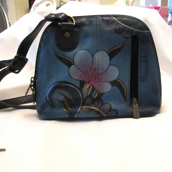 Anuschka Denim Paisley Floral Small Multi Compartment Zip-Around Organizer 8109 - Picture 1 of 7